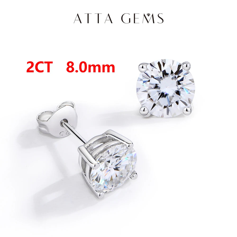 ATTAGEMS Moissanite Four Claw Earrings S925 Sterling Silver