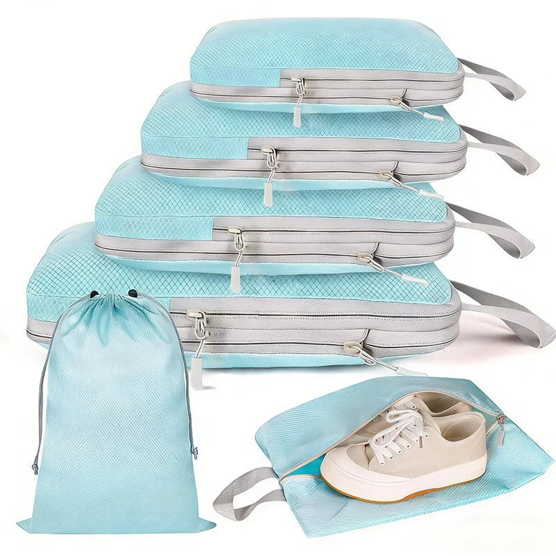 6 Piece Compression Packing Cubes For Luggage Organization And Travel
