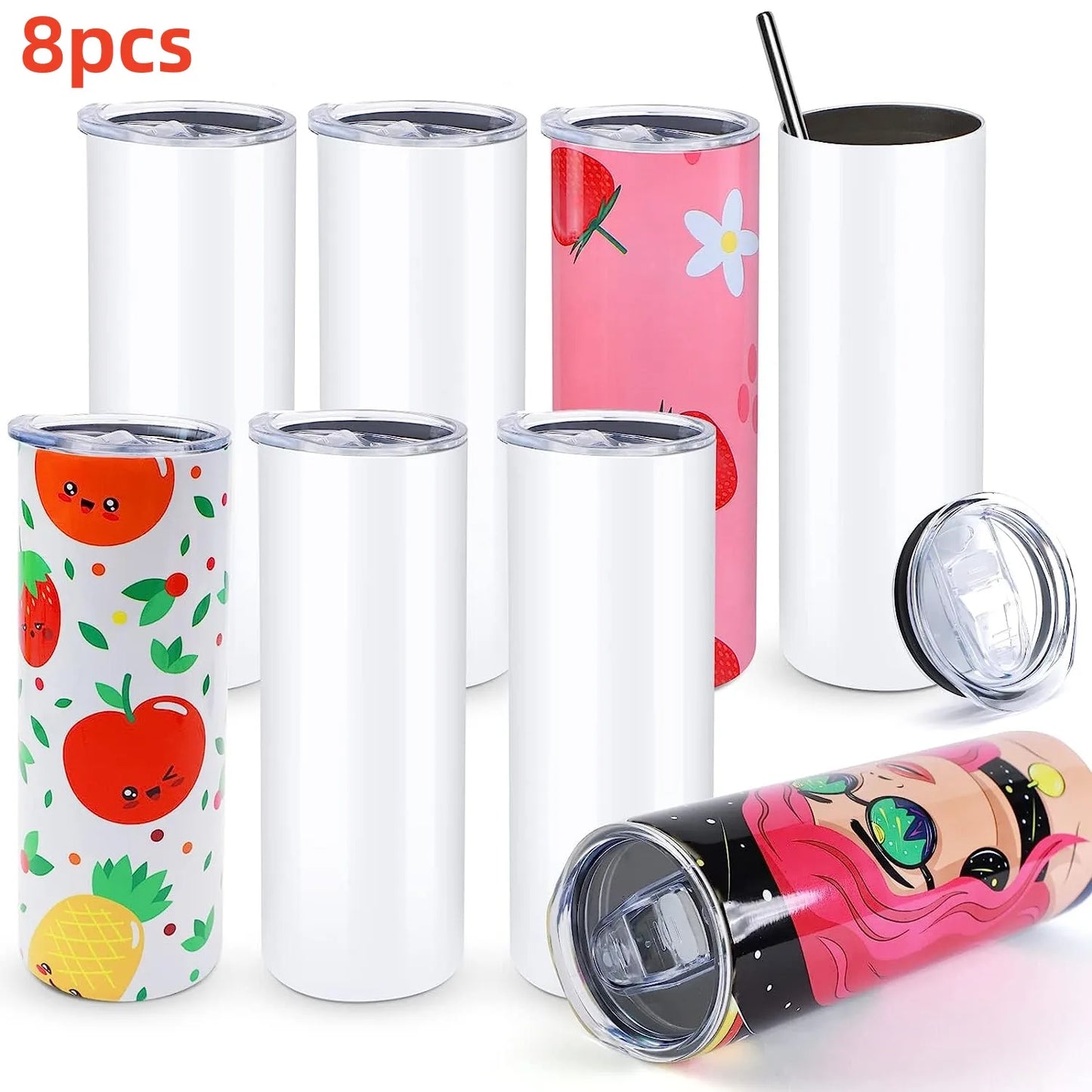 Sublimation Skinny Tumbler DIY Mugs Blank Gift Set With Papers