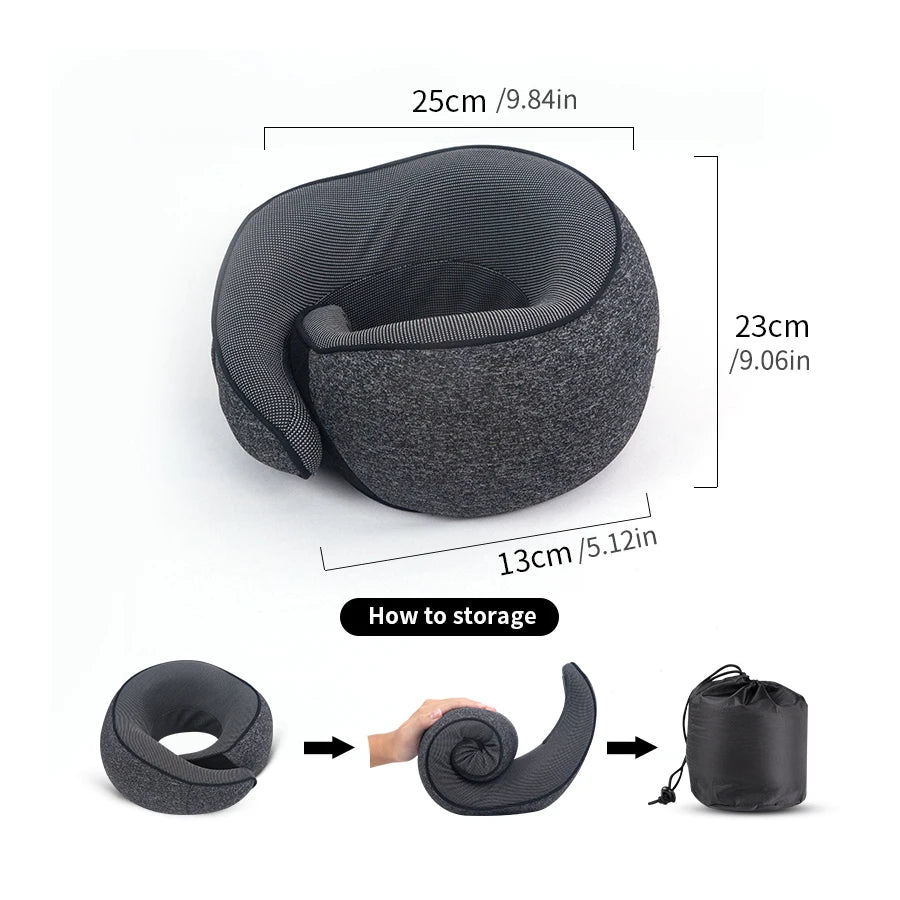 Memory Foam Travel Neck Pillow for Airplane Flights and Sleep