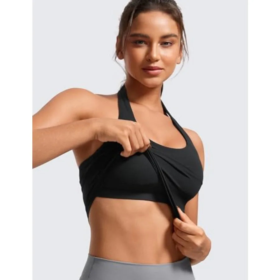 CRZ YOGA Butterluxe Halter Crop Tank Top For Women