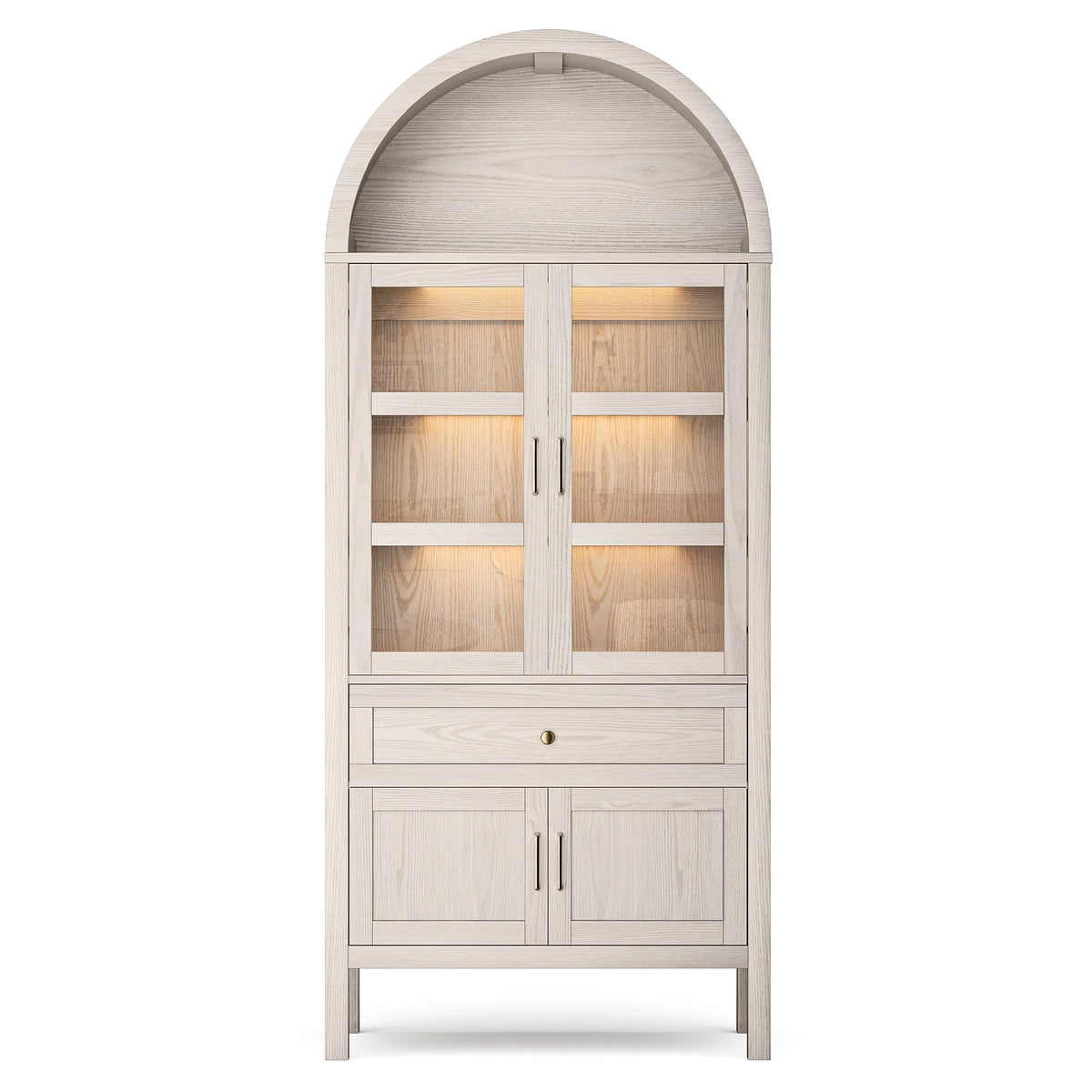 Cottinch Arched Storage Cabinet With Adjustable Shelves And Led Lights