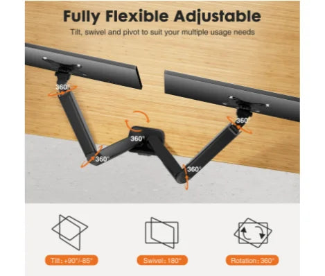 Dual Monitor Gas Spring Arm Stand With Adjustable Height Swivel VESA