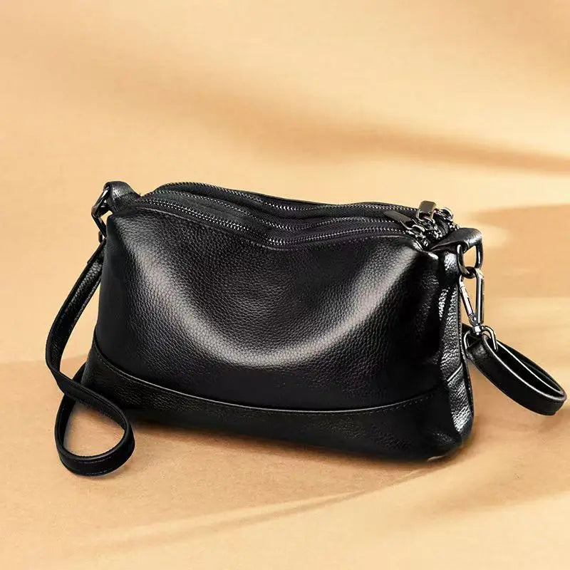 Genuine Leather Women Satchel Crossbody Bag With Magnetic Flip Closure