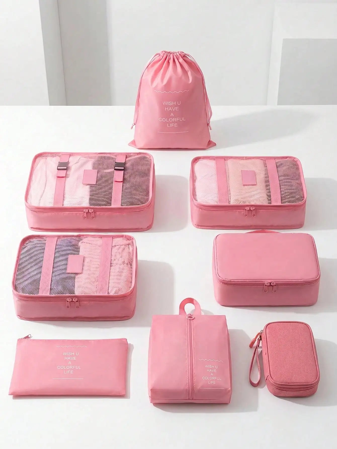 Waterproof Travel Storage Set With 8 Packing Cubes And Pouches
