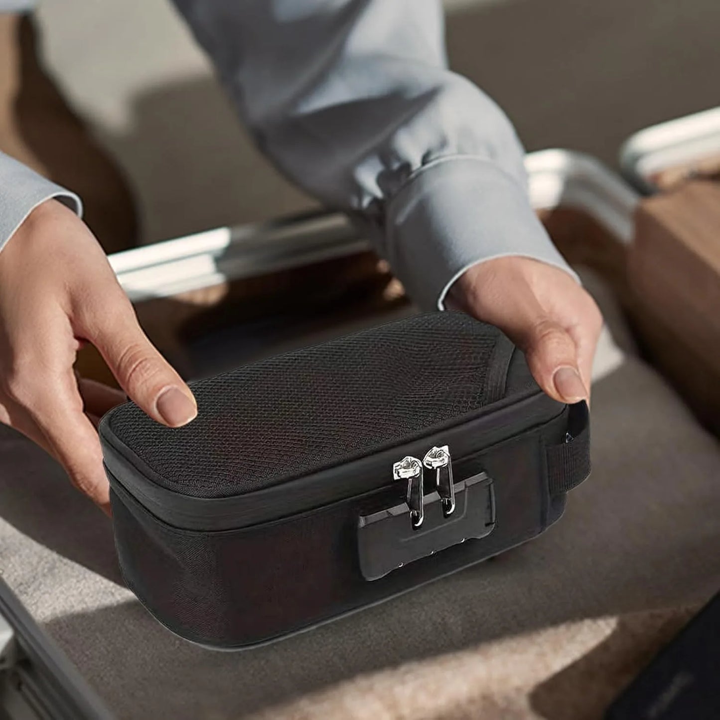Smell Proof Travel Bag With Combination Lock Odor Resistant Case