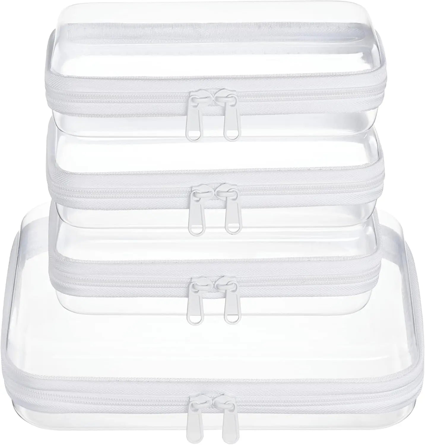 Clear Zipper Pouches Hard Shell Case Travel Organizer Toiletry Bag