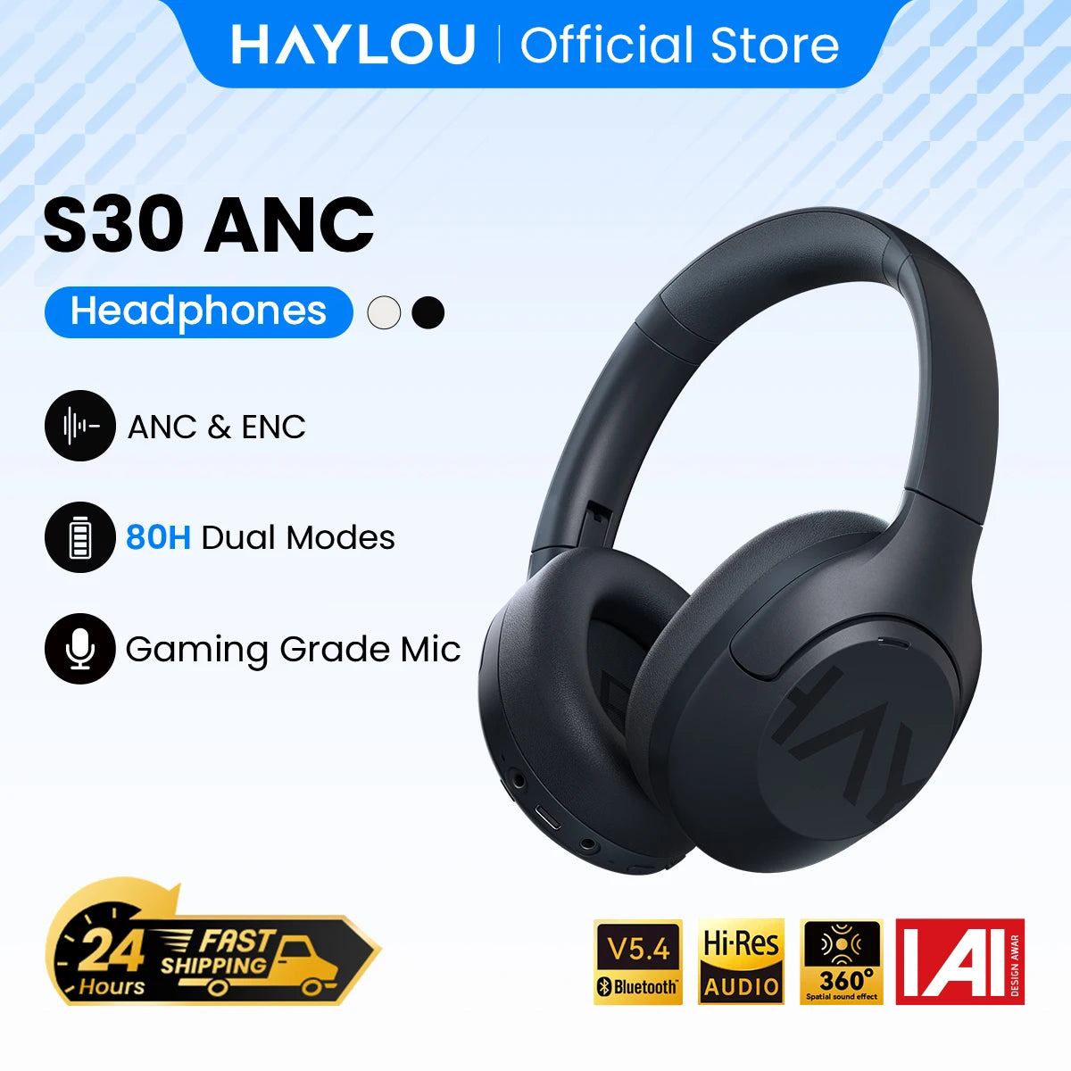 Haylou S30 Wireless Bluetooth Headphones With Adaptive Noise Cancellation