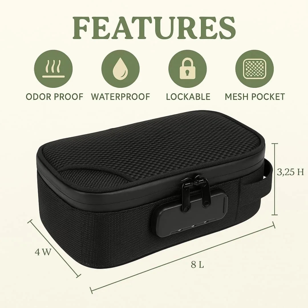 Smell Proof Travel Bag With Combination Lock Odor Resistant Case