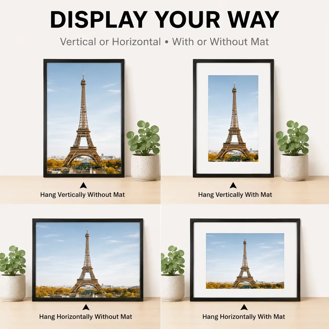 Aluminum Picture Frame Set Three Pieces With Mat