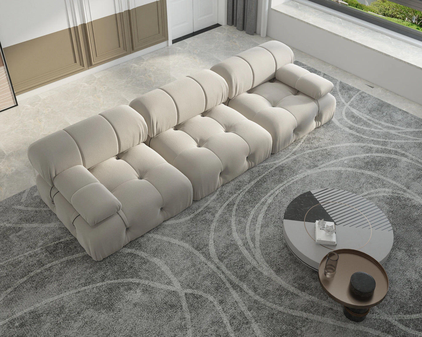 Sdorens Minimalist Modular Sectional Sofa Set Velvet Convertible 3 Seats