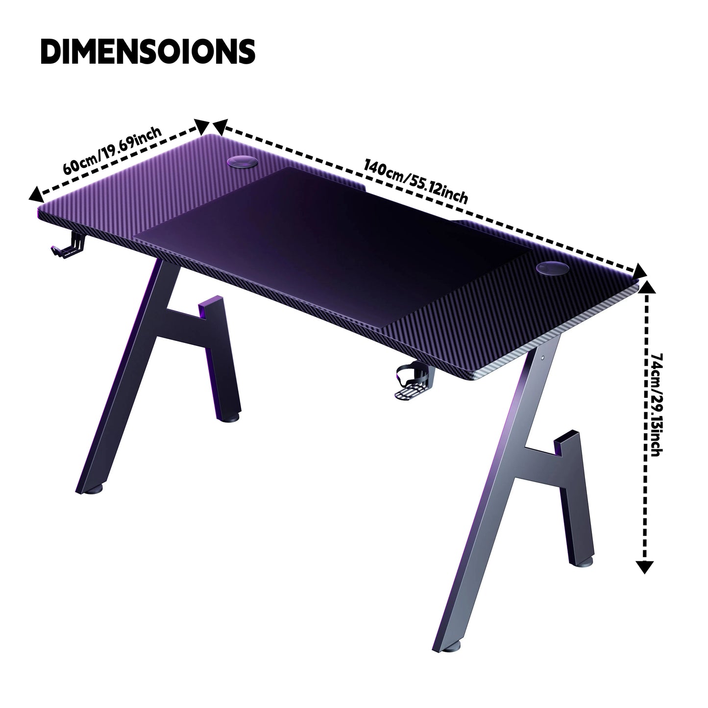 NEBMAAX A-Shaped Carbon Fiber Gaming Desk Ergonomic Workstation