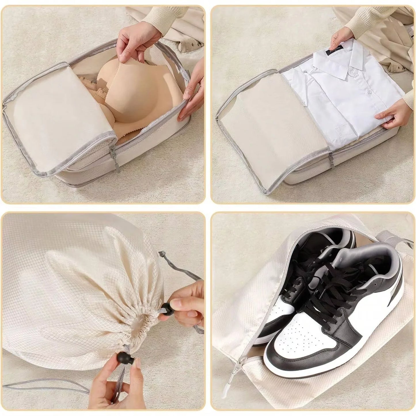 4pc Luggage Compression Packing Set For Space Saving Travel Bags