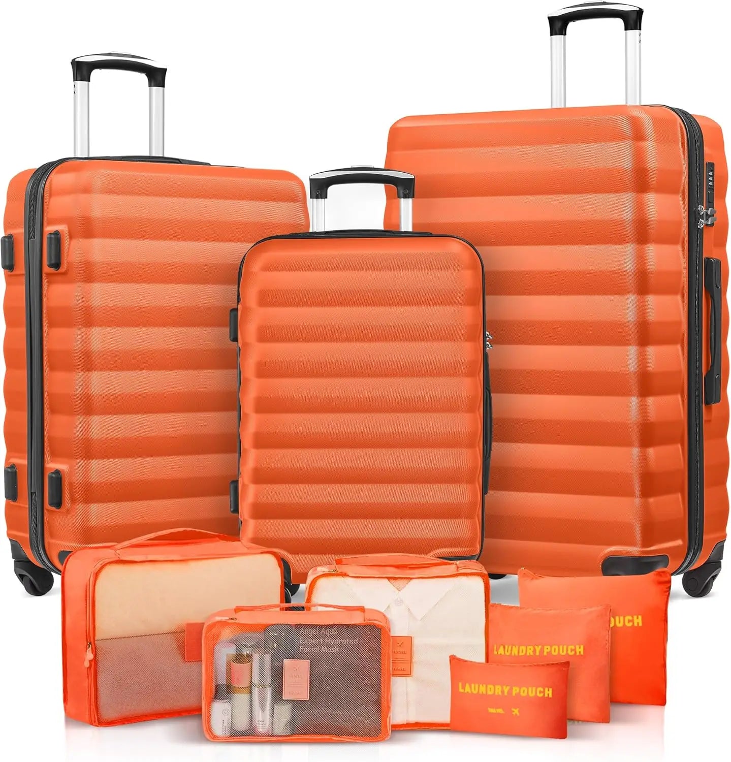 3 Piece ABS Hardside Luggage Set Spinner Wheels And Lock