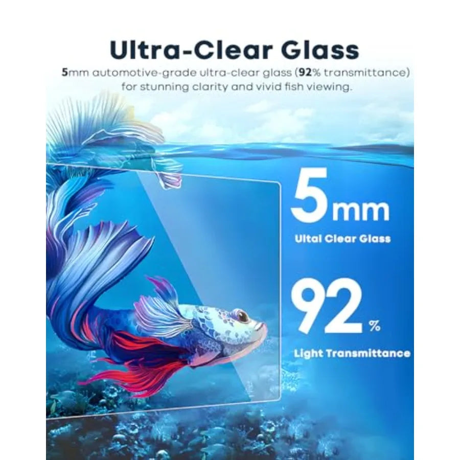Glass Aquarium For Tropical Freshwater Rimless Design With Self Cleaning Filter