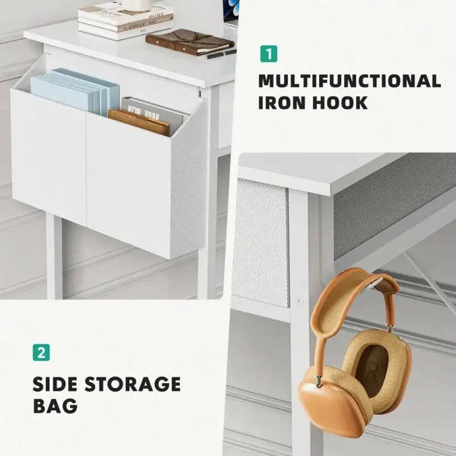 Compact Computer Desk With Drawers For Small Space Home Office