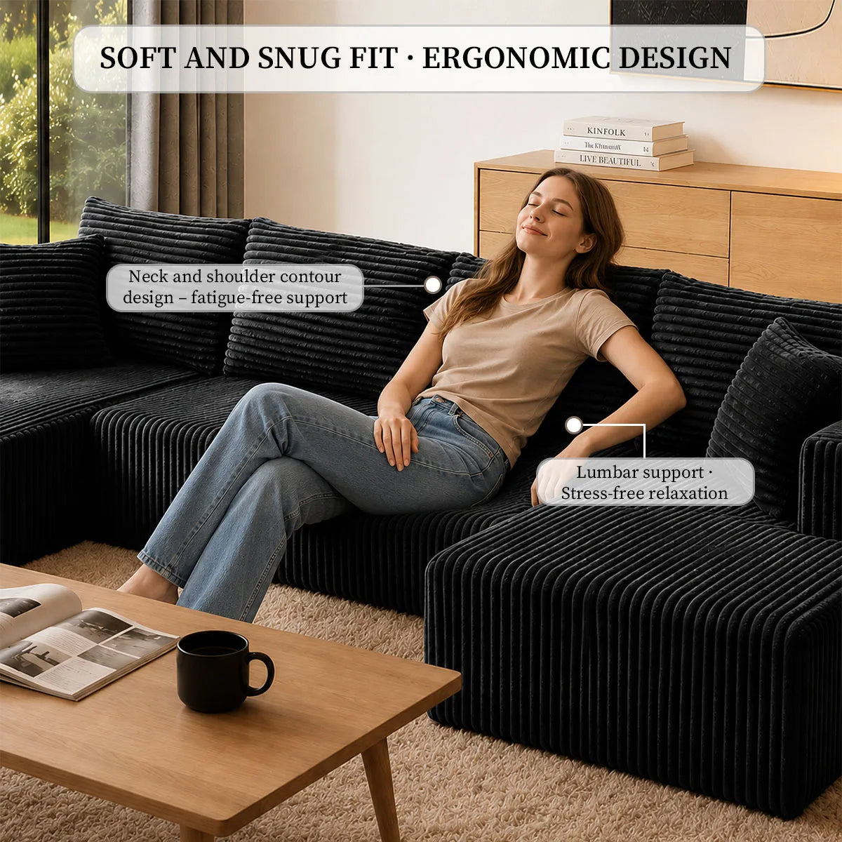 U Shaped Modular Sectional Sofa With Double Chaise Lounges