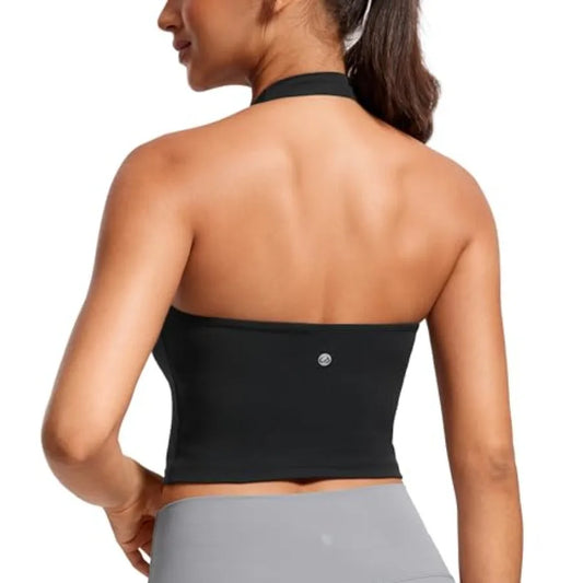 CRZ YOGA Butterluxe Halter Crop Tank Top For Women