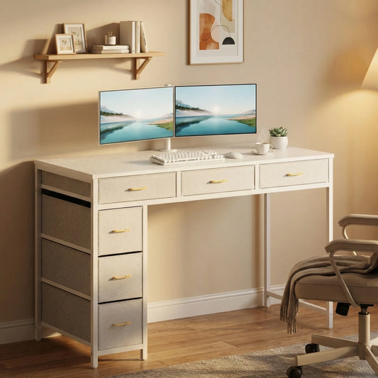 FRODROVIA Six Drawer Office Desk With Storage For Home Office