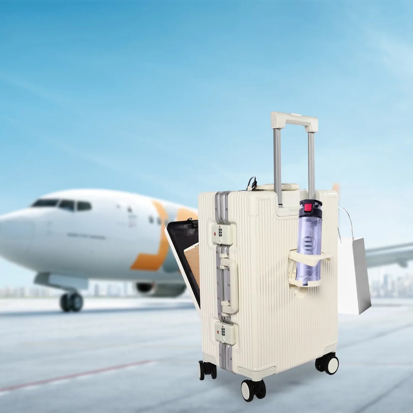 Portable Luggage Spinner Carry On With USB Charging Port