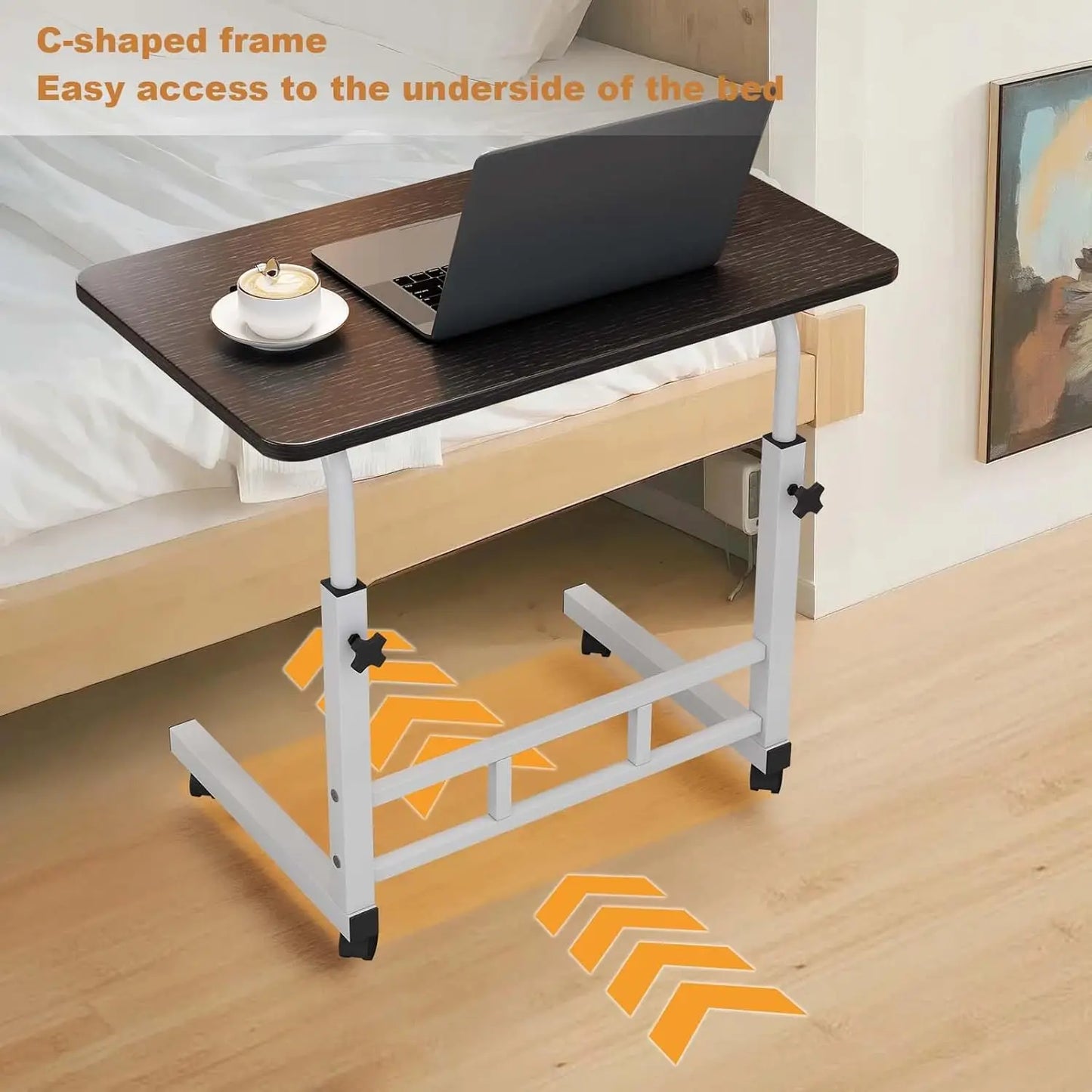 Mobile Adjustable Standing Desk With Wheels For Home Office