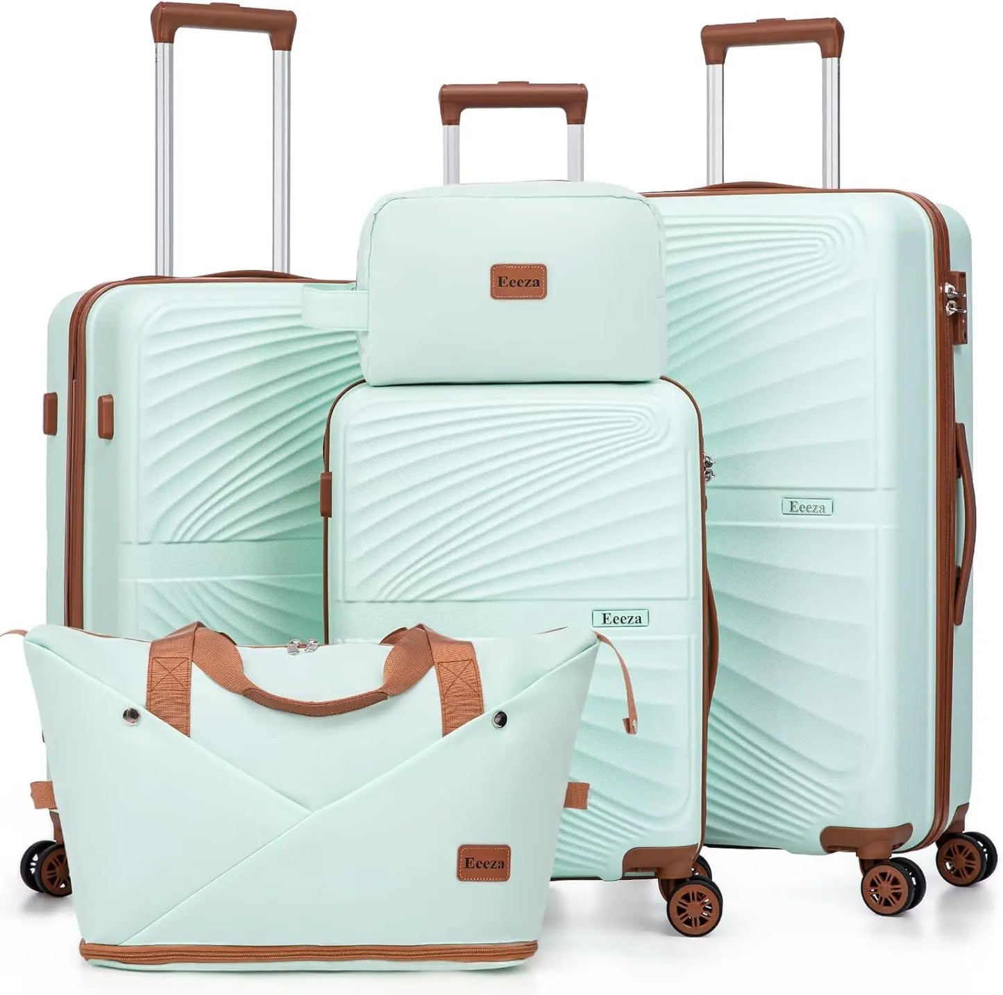 5 Piece ABS Luggage Set With Spinner Wheels TSA Lock