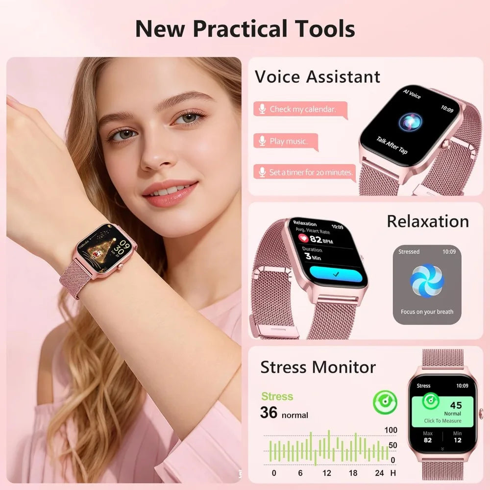 Smart Watch Fitness Tracker 1.85 Inch Display Heart Rate Waterproof