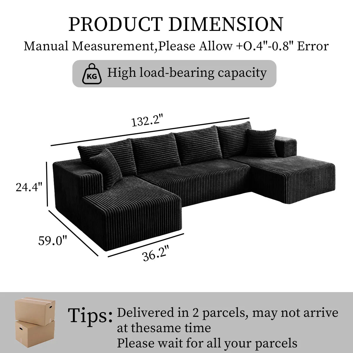 U Shaped Modular Sectional Sofa With Double Chaise Lounges