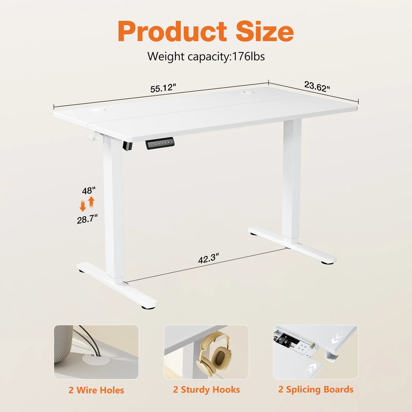 JHK Ergonomic Electric Standing Desk Height Adjustable Workstation