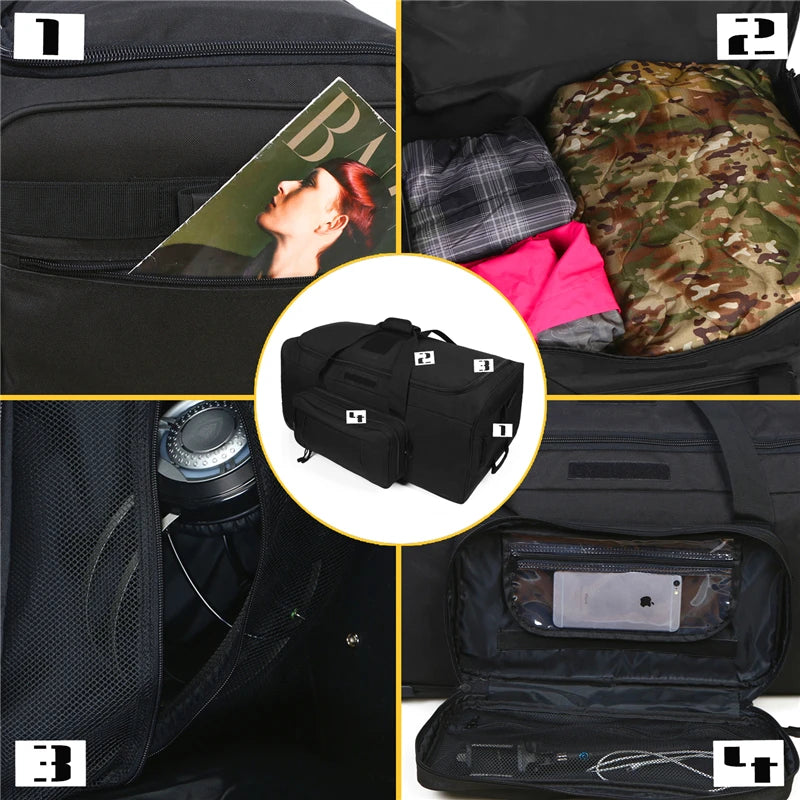 Q Tactical Rolling Duffel Bag for Travel and Camping Luggage