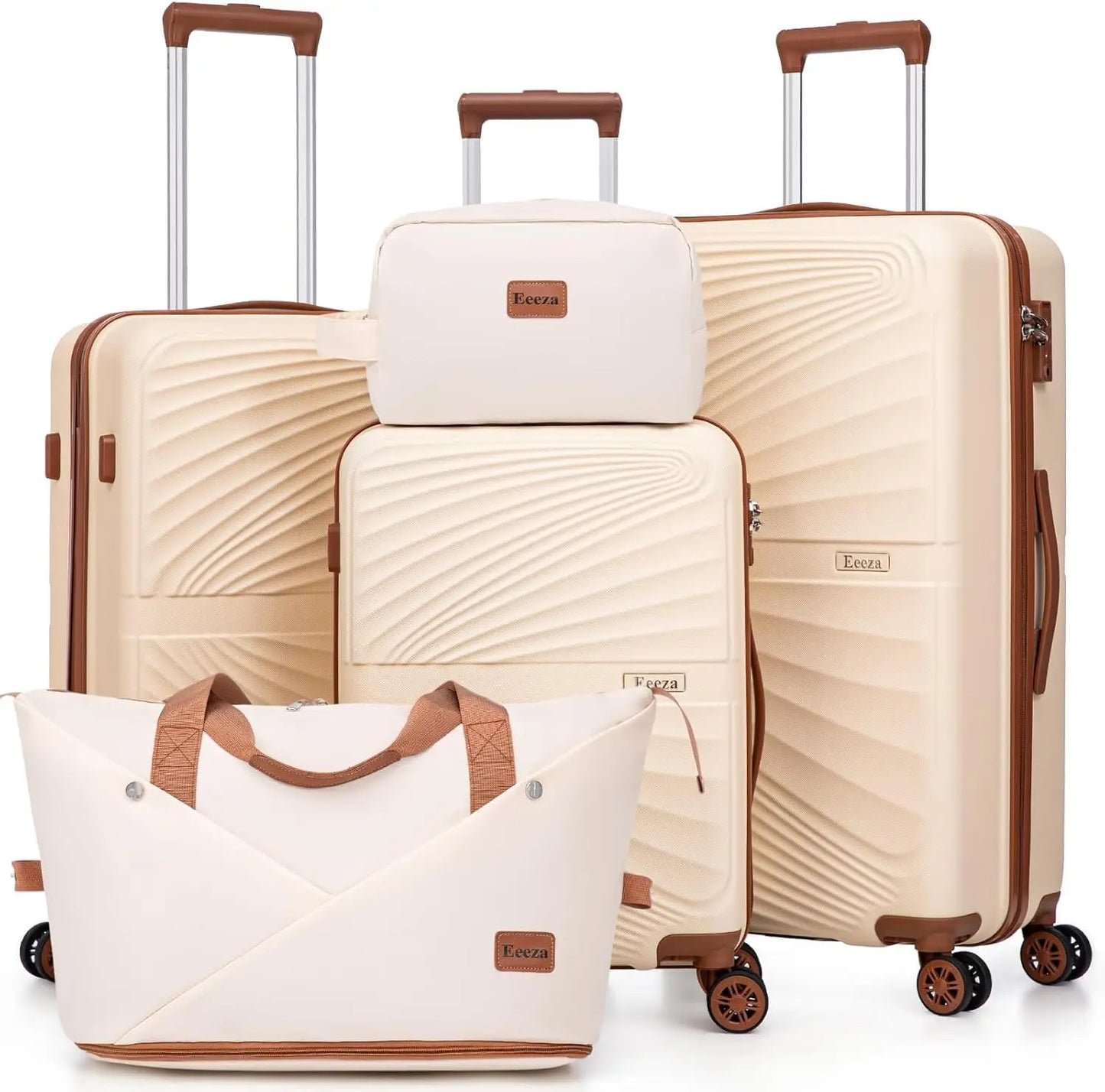 5 Piece ABS Luggage Set With Spinner Wheels TSA Lock