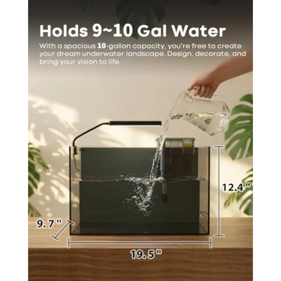 Glass Aquarium For Tropical Freshwater Rimless Design With Self Cleaning Filter