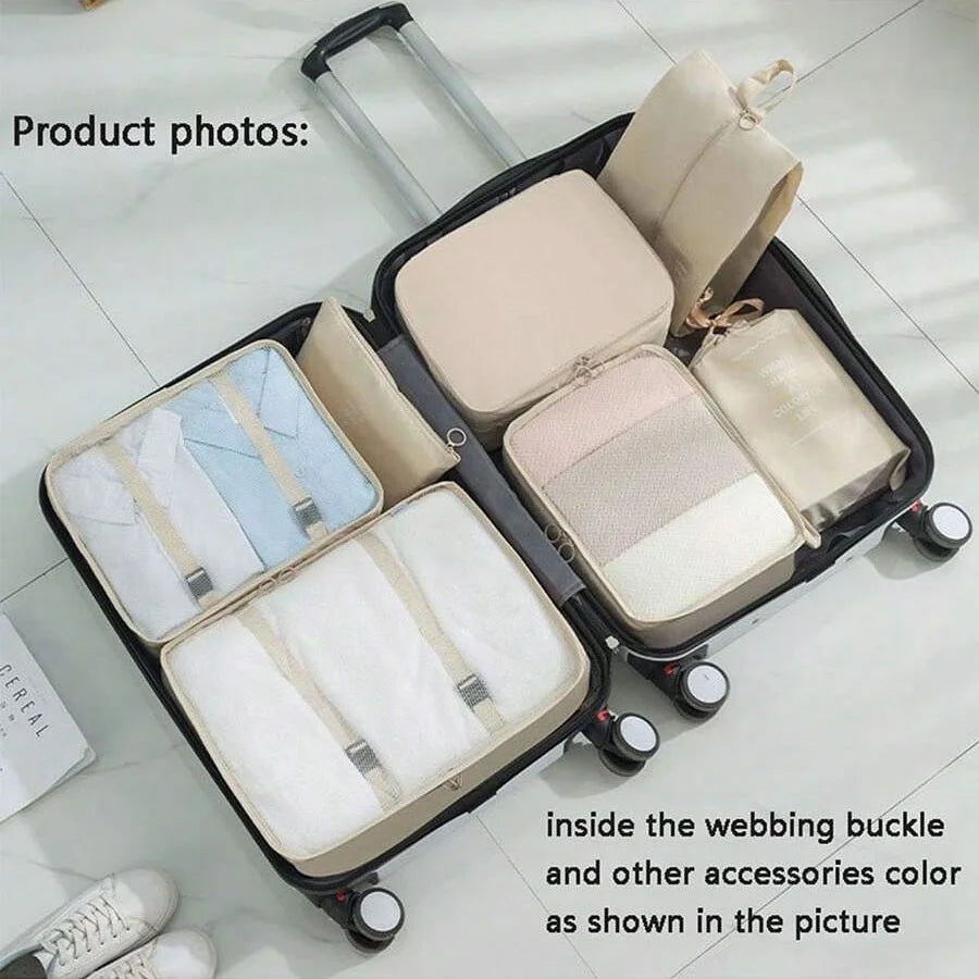 Polyester Travel Packing Cubes Luggage Storage Organizer Bags Set Portable