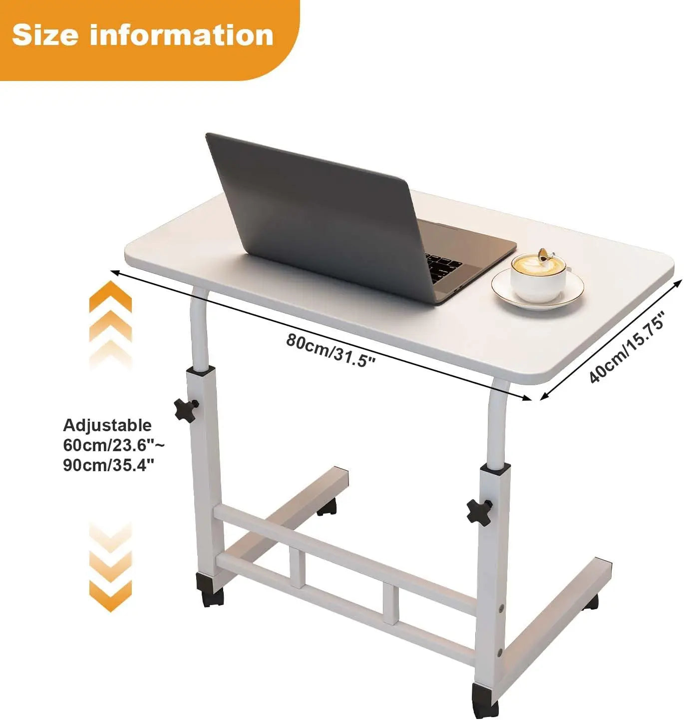 Mobile Adjustable Standing Desk With Wheels For Home Office