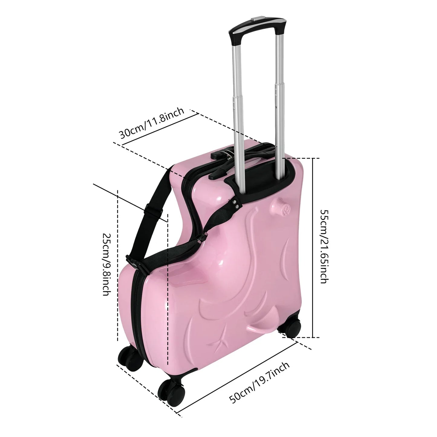 Bymaocar Kids Travel Trolley Luggage Ride On Suitcase With Seat Belt