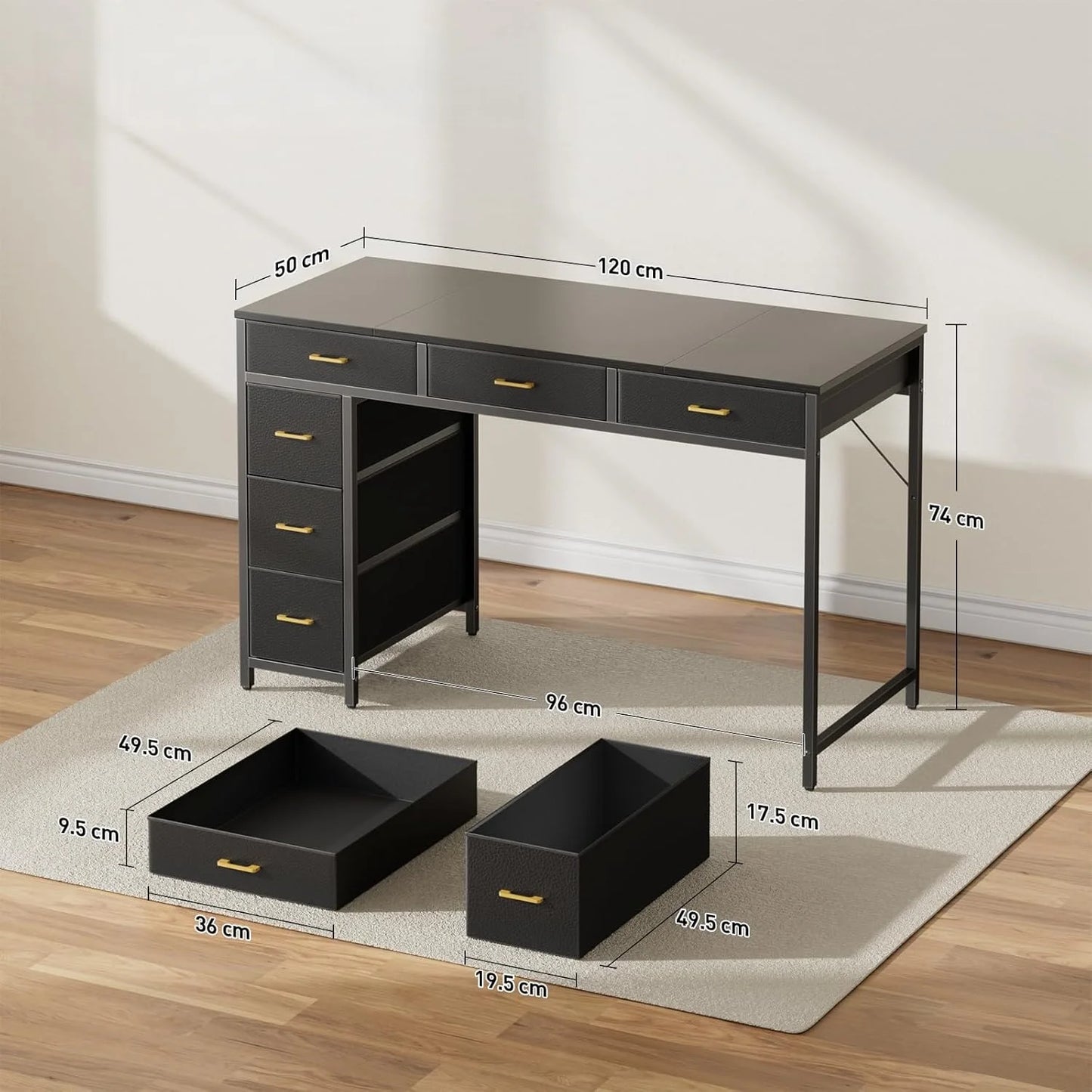FRODROVIA Six Drawer Office Desk With Storage For Home Office