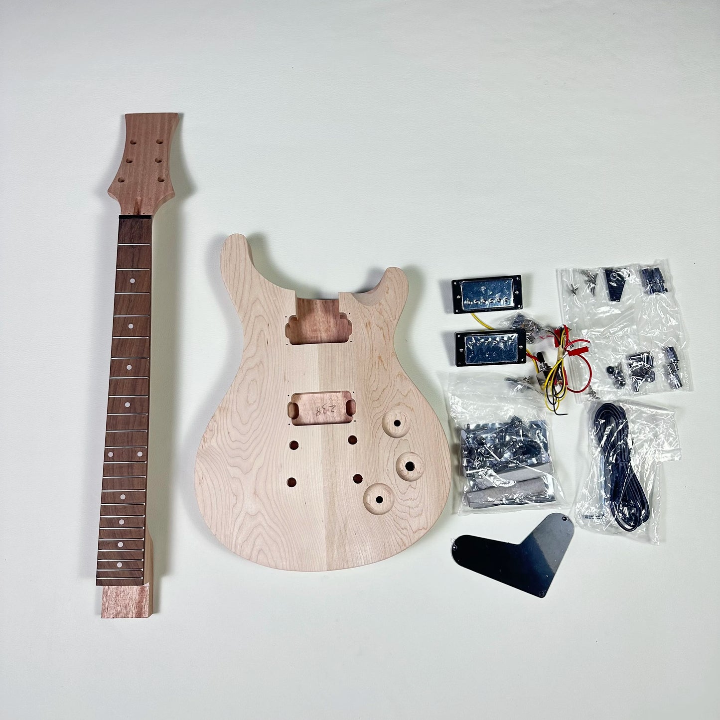 DIY Electric Guitar Kit Unfinished Maple Cup Mahogany Body And Neck