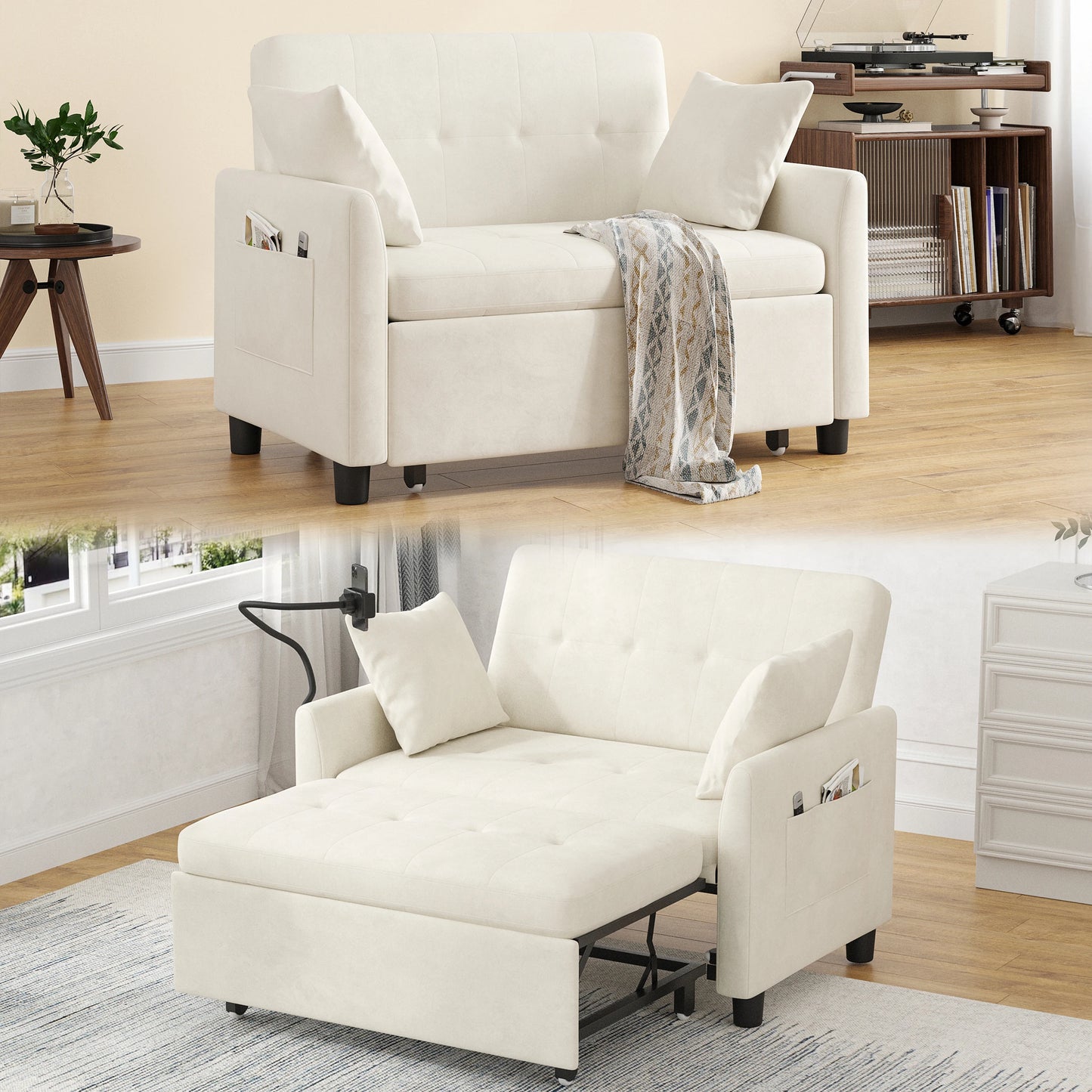 Someet Convertible Sleeper Chair Bed With USB Charging Port
