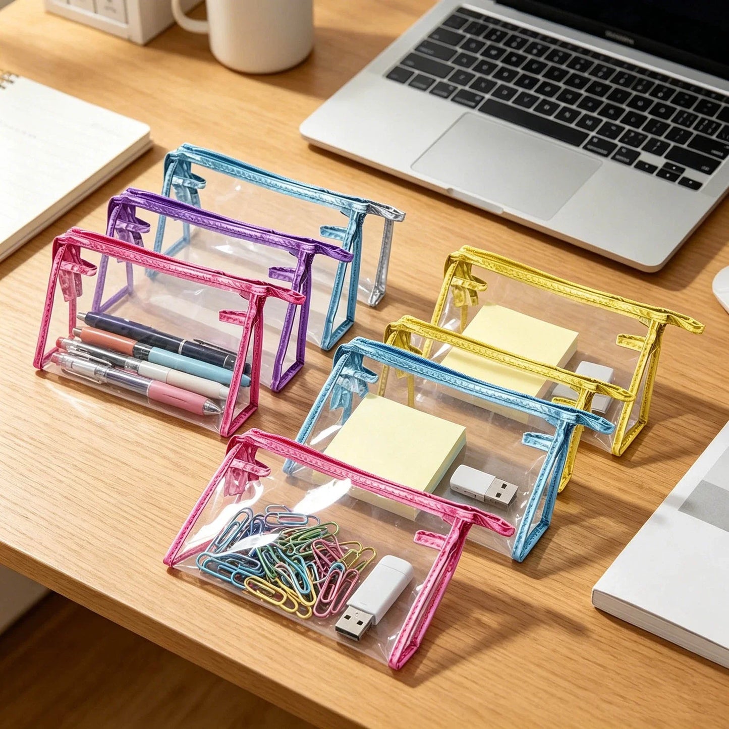 Transparent PVC Pencil Case Pouches Set Waterproof Travel Makeup Bag