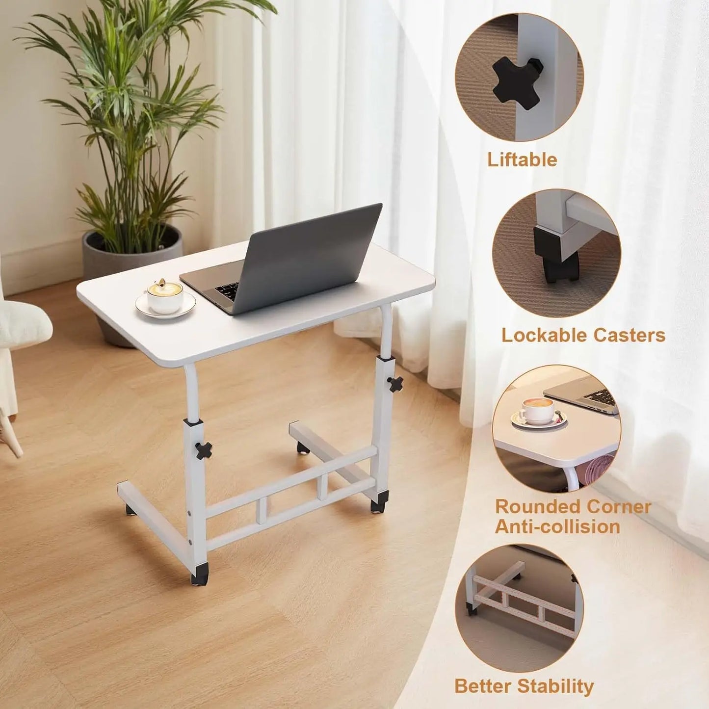 Mobile Adjustable Standing Desk With Wheels For Home Office