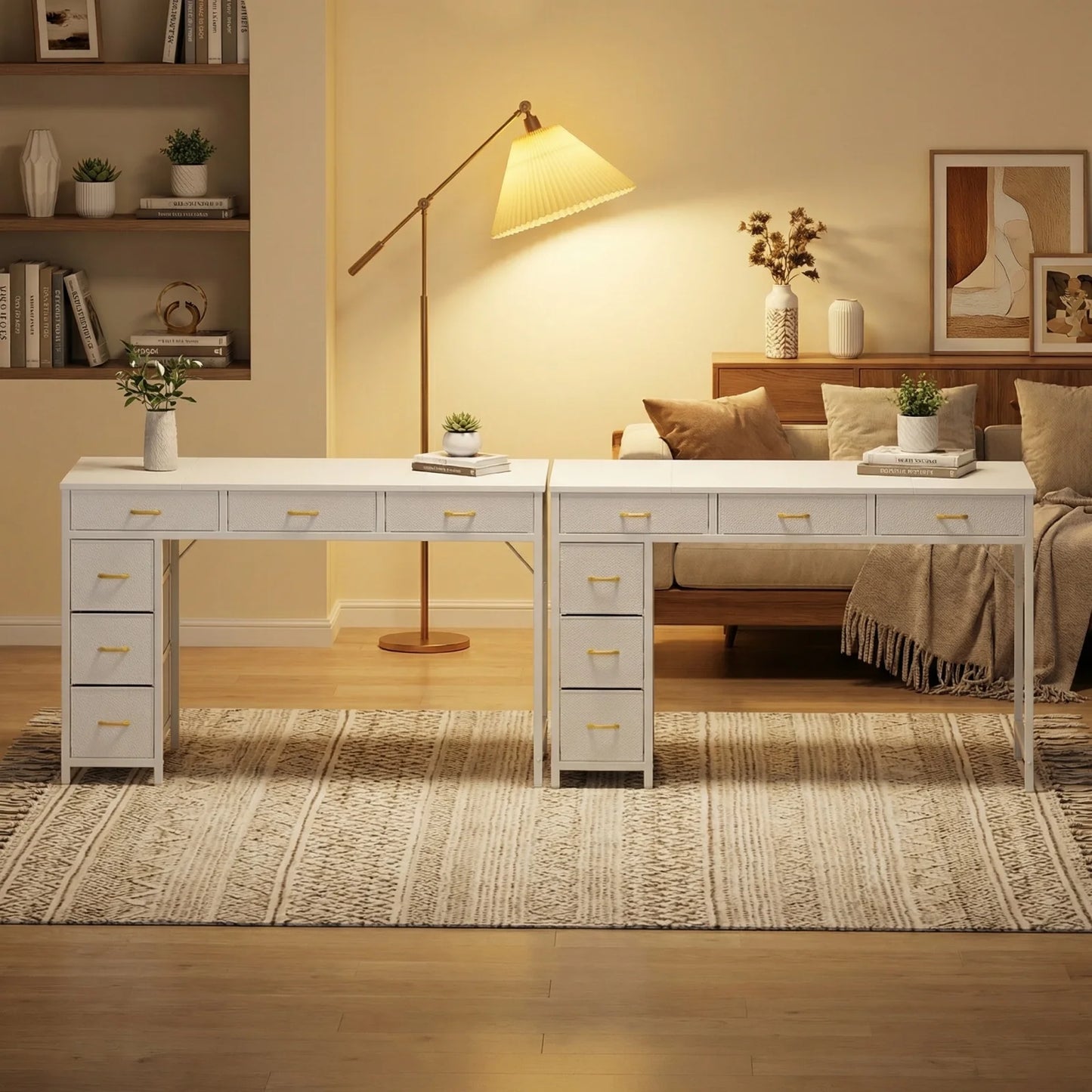FRODROVIA Six Drawer Office Desk With Storage For Home Office