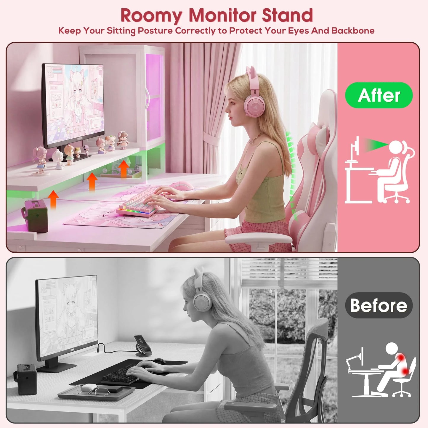 EnHomee Multifunctional Modern Desk With Storage And USB Outlet