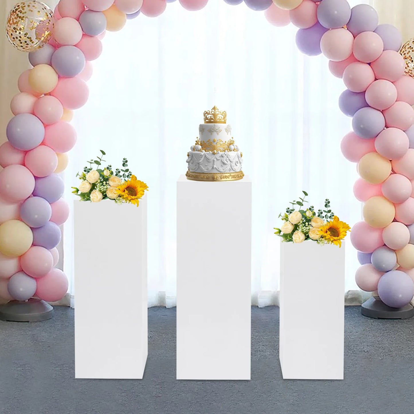 Three Piece Display Pedestal Stands For Weddings And Home Decor