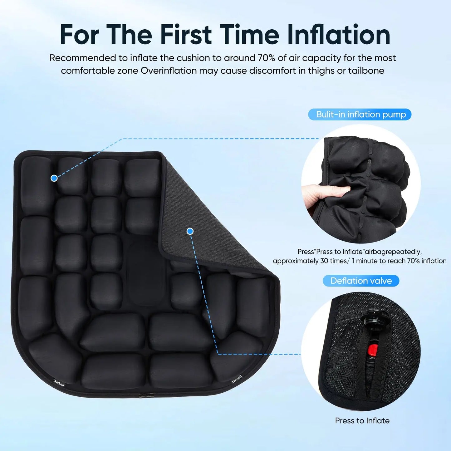 Filling Inflatable Travel Cushion Set U Neck Pillow Eye Mask Ear Plugs Carry Bag