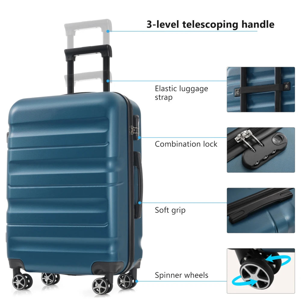 6 Piece ABS Hardshell Luggage Set Dual Spinner Wheels Travel
