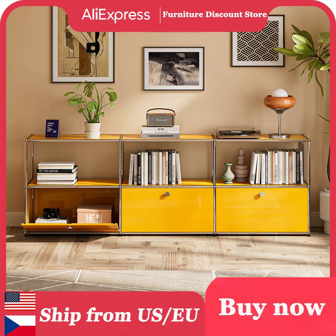 Modern Stainless Steel Storage Cabinet For Living Room TV Stand