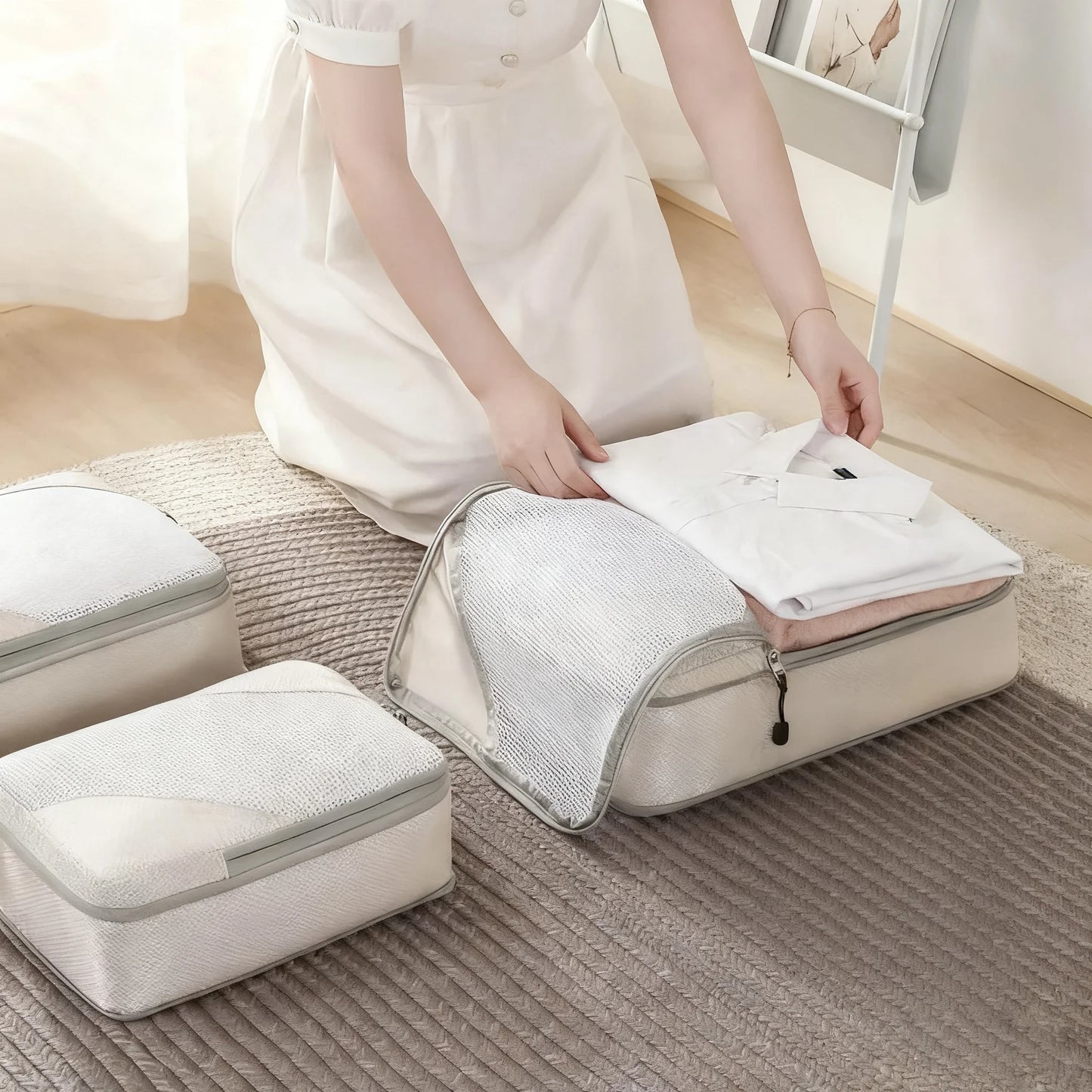 6 Piece Compression Packing Cubes For Luggage Organization And Travel