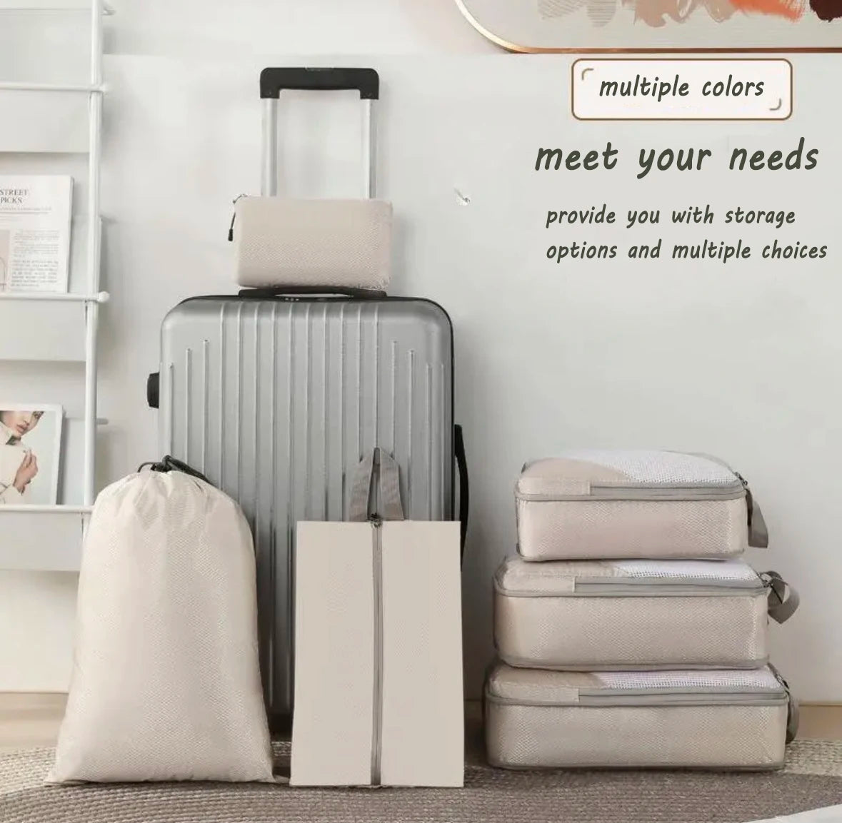 6 Piece Compression Packing Cubes For Luggage Organization And Travel
