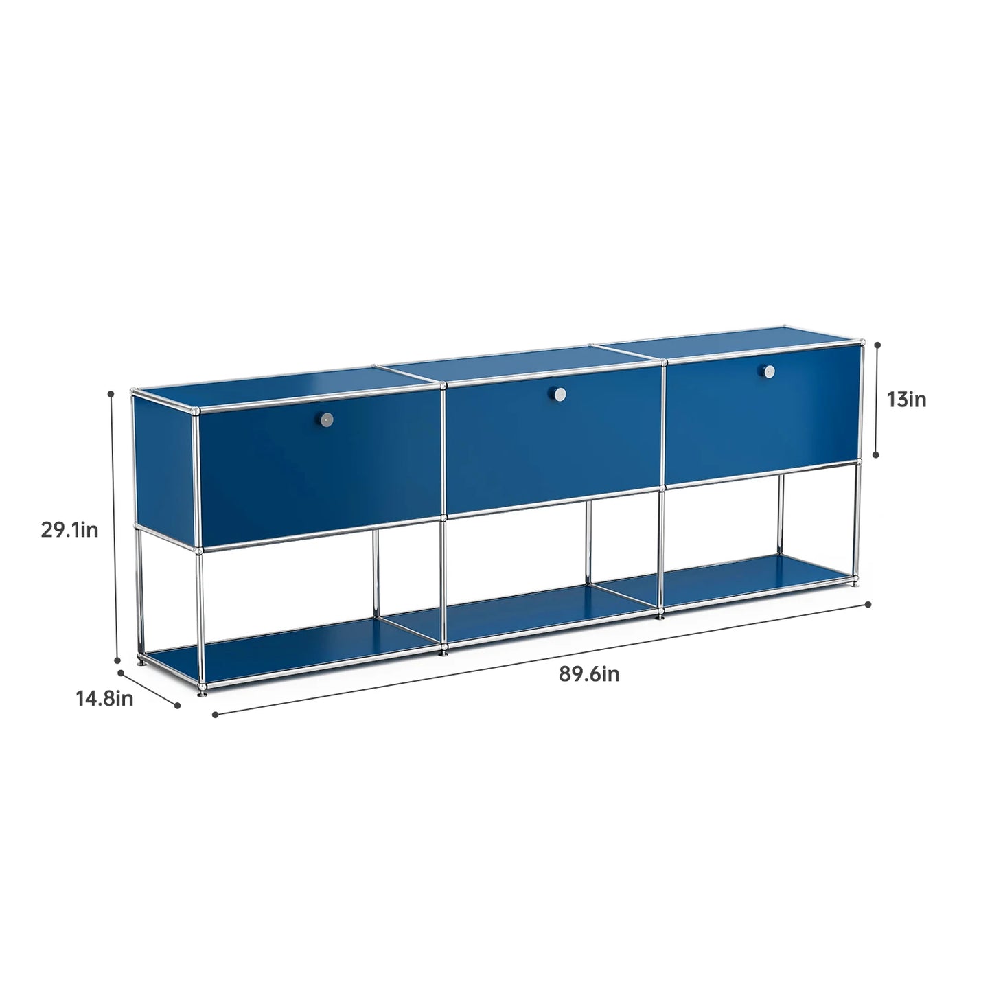 Living Room Storage Cabinet Sideboard Shelf Unit Stainless Steel Metal