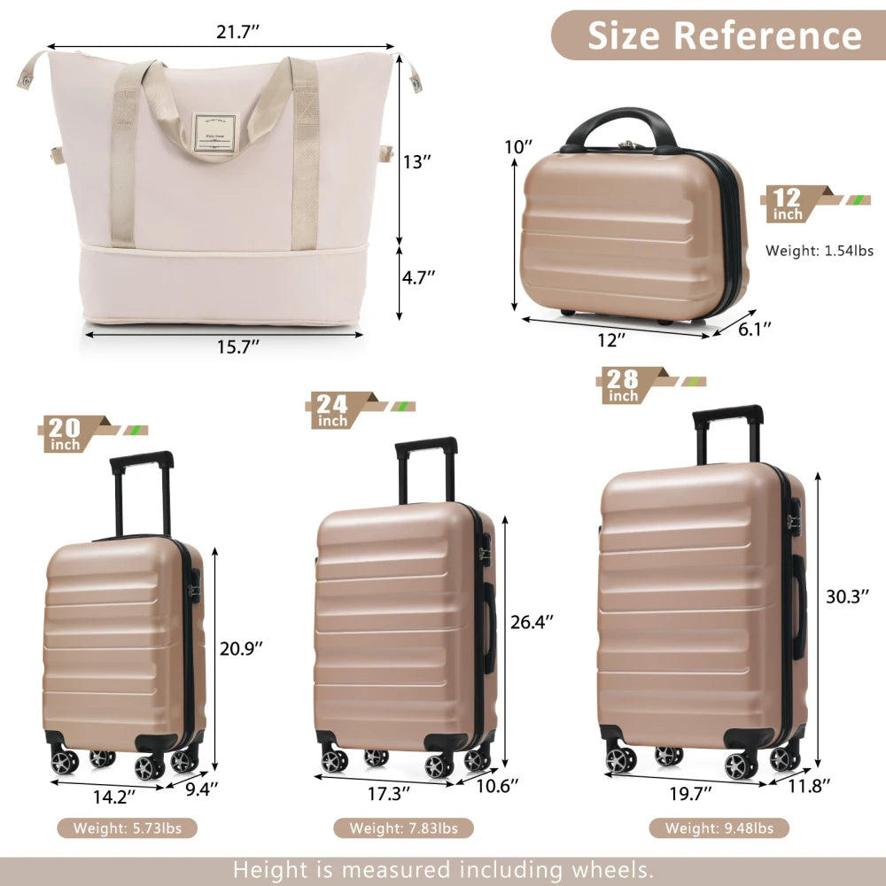 Hardshell ABS Luggage Set With Spinner Wheels Durable Travel Cases